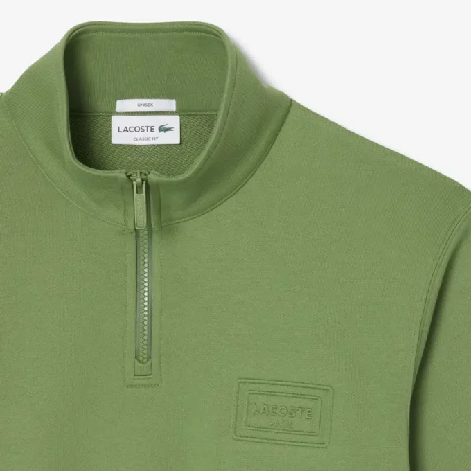Yüksek Yakalı Kabartmalı Fermuarlı Sweatshirt